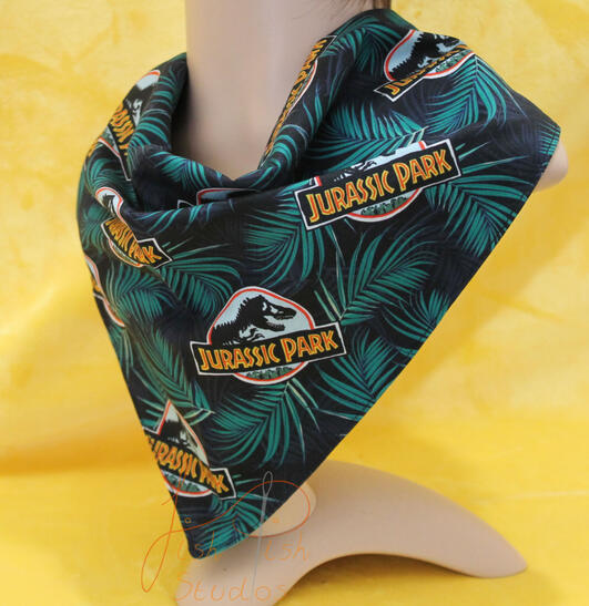 A jurassic park fursuit bandana for cosplay and everyday wear. Great for dinosaur fans