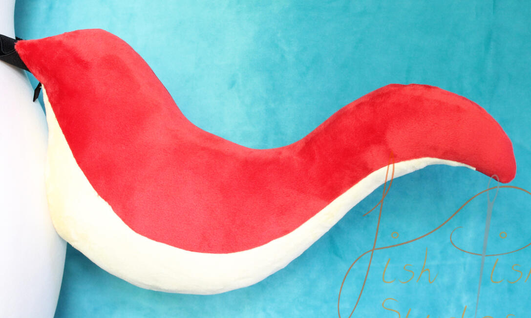 Your character here (YCH) base design tail. An s curved shape with an underbelly option. make of soft plush fabric, it's great for therian, furry and larp cosplays and play wear. made by fishpish studios